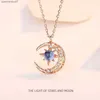 Pendanthalsband Fashion Light of Stars and Moon Charm Necklace Exquisite clavicle stjärnor Rhinestone Chain Necklacel2404
