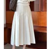 Skirts 2024 Women's Elegant A-Line Pleated Long Skirt High Waist Vintage Summer Femme Faldas Jupe Saia Spring Maxi