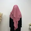 Hijabs duas camadas longas khimar muçulmano feminino lenço de cabeça niqab dubai turco roupas islâmicas ramadan eid cocar 240327