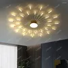 Taklampor moderna LED -lampor akryl solros borstad antik guld kreativ ljuskrona vardagsrum