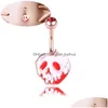 Navel Bell Button Rings RVS Barbell Drip Oil Pumpkin Head Skl Dangle Rose Gold Navel Belly Button Rings Body Piercing Je Ottvk