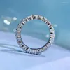 Bagues de cluster SpringLady 925 Sterling Silver High Carbon Diamonds Gemstone Wedding Band Romantique Couple Bague Fine Bijoux Cadeaux