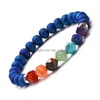 Bärade 8mm Stone Cut Energy Crystal Armband Yoga 7 Chakra Seven Pse Wheel Hand String Agate Color Drop Delivery OT7AR