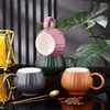 Mugs 280ML Round Shaped Pumpkin Design Ceramic Coffee Cups Large Handle Office Water