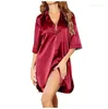 Damen-Nachtwäsche, 5 Farben, für Damen, Sommer, einfarbig, Schlafkleid, Damen, Satin, sexy, lockeres Nachthemd, Nachthemden für Zuhause