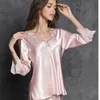 Sexy Pyjamas Ice Seide Kawaii Kleidung Frauen Nachtwäsche sexy große Größe Pyjama Sets Lace Loungewear Set Korean Fashion Loose Frühling Herbst Pajamas 240410