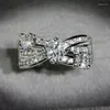 Cluster Rings Classic Super-Glitter Three-Lay Openwork Flowers Crossed Round fl Diamond Par Ring for Women Zircon Engagement Drop DHR0U