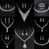 Valuable Lab Diamond Jewelry set Sterling Silver Wedding Necklace Earrings For Women Bridal Engagement Jewelry Gift k1LC#