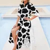 Casual Dresses Dalmatian Dog Chiffon Dress Animal Print Festival Aesthetic Woman Sexy Custom Clothes Big Size