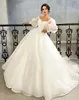 Simples princesa vestido de casamento a linha mangas puff organza trem varredura vestidos de noiva femininos