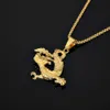 Hip Hop nouveau produit douze pendentif Dragon du zodiaque Style chinois plaqué or Ins collier