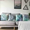 Kuddefodral Blue Mandala Linen Cushion Cover för bil vardagsrum soffa sovrum heminredning 40x40 45x45 50x50 60x60 fall y240407