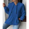 Bluzy damskie bluzy 2023 NOWOŚĆ KOLOR COLOR PULLOVER T-shirt jesień i zimowe damskie damskie zwykłe jacquard torebka sznurka luźne bluzy z kapturem 240401