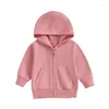 Jassen Peuter Baby Boy Girl Hoodies met rits Effen kleur Sweatshirt met lange mouwen en capuchon Top met zak Drop Delivery Kids Mater Otbdq