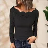 Blouses Femmes Chemises Femmes Solid Color Top Chic Off-Shoder Dentelle Élégant Streetwear Pour Slim Fit Style Off Shoder Tops Drop Livraison A Ot9Tw