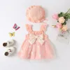 Girls Dresses Girl Sweet Baby Summer Princess Dress Square Neck Flying Sleeve Big Bow Butterfly Applique Tle Vestidos Kid Childrens Dr Dhmxd