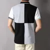 Camisa polo de algodão puro com gola virada para baixo, camiseta masculina de manga curta, estampa bordada mostra personalidade, nova opção para uso casual no verão.