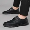 Casual Shoes Fashion Sheos Men Flat Lace Up Outdoor Soft Soled Travel Sneakers Leather Business Office Work