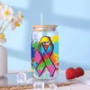 Window Stickers DTF Sublimation Autism Awareness Prints For 16oz Libbey Glasses Can Wrap Bottles Cup DIY Waterproof D3754