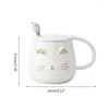 Tasses 2024 Animal en céramique pour tasse à café créative avec cuillère en acier inoxydable tête de chat cadeau d'anniversaire de noël exquis