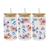 Adesivos de janela UV DTF Transferência Adesivo Animais Flores para os 16oz Libbey Óculos Envolve Garrafas Copo Pode DIY Decalques Personalizados À Prova D 'Água D1799