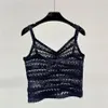 Sexy Cropped Women Shirts Singlet Knitted Hollow Women Camis Tops Tees Luxury Designer Summer Beach Holiday Sling Shirt Knits
