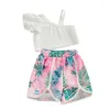 Ensembles de vêtements Pudcoco Born Baby Girl 2pcs Summer Tenues Sleeve Of One Biscs Shorts Set Infant Beachwear 6M-4T