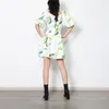パーティードレス女性のためのカラーブロックドレスvネック半袖ハイウエストミニ韓国のファッション服スタイル