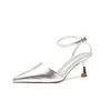 Hip Fairy Style Sandal Exquisite High Heel Shoes Summer Sandal Women Thin Pointed Baotou Silver Straight Line Sandals Womens 240228