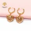 Boucles d'oreilles pendantes, bijoux russes, or violet 585, couleur Rose 14K, Style océan, Niche, Clip d'oreille en forme de cœur délicat