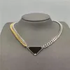 Classic women men necklaces designer jewellrery woman man pendant black white inverted triangle stainless steel silver gold chain luxury necklace fashion jewelry