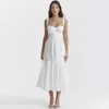 Mingmingxi High Quality Womens Summer Dress Linen-cotton Blend Jacquard Dress Elegant Sexy Slip White Vacation Dress Midi240401