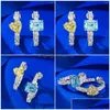 Ohrstecker 925 Silber Europäischer und amerikanischer Stil Heller Kristallkontrast Gelber Diamant Meerblaues Liebespaar Drop Delivery Schmuck Dhldi