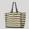 Drawstring Casual Striped Overlarge Straw Women Shoulder Bags Paper Woven Handbags Handmade Summer Beach Bag Big Tote Shopper Purses