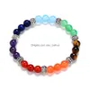 Bijoux De Mode con perline 8 mm Perles Pierre Onice Tigre Sept Route Dimpsion Bracciale Yoga Chakra Am Ethyste Energie Bracciali Et Drop Deliv Otirg