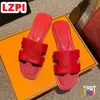 Oran Designer Sandals Slippers Low Heels Leather Slides chaussure For Womens Ladies Summer Shoes claquette Letter Orange Sandale pantoufle hermules Size 35-42