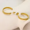 Brincos de argola femininos da moda 4mm plano torcido declaração 18k banhado a ouro formato C OL presente diário para joias de orelha