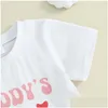 Conjuntos de ropa Niño Bebé Niña Trajes de verano Manga corta Carta Impresión Tops Color Sólido Pantalones cortos Lindo Bebé Nacido Ropa Drop Entregar OTCXM