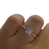 Womens Diamond Ring Romantic Zircon Shining Round Stone Wedding Bridal Fashion Jewelry Engagement Rings for Women