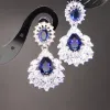 Sets Blue Sapphire Schmucksets für Frauen Silber 925 Halskette Ohrringe Anhänger Armband mit Geschenkbox