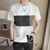 男性TシャツカジュアルタイトソリッドカラーTシャツファッション短袖ボトムティーM-4XL夏の贅沢服240130