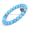 Beaded White Turquoise Micro-Inlaid Armband Fashion Three-Color Anchor Jewelry Drop Delivery Otaqk