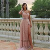 Robes de soirée Yalin rose une épaule soirée paillettes perlées grande taille haute fente femmes robe de concours une ligne élégance robes de mariée