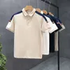 Col bloquant les couleurs Polo coupe ajustée T-shirt marque tendance pour hommes ample couleur contrastée polyvalent nouveau haut à manches courtes pour hommes à manches mi-longues