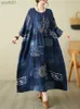 Basic Casual Dresses Oversize Cotton Long Sleeve Print Vintage For Women 2023 Autumn Loose Dress Femme Robe Vestidos Elegant Clothing yq240402