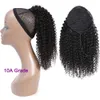 Rabo de cavalo Mulheres Cabelo Humano Extensão de Rabo de Cavalo Marrom Escuro Indiano Virgem Kinky Curly Dstring Pony Tails Navio Drop Delivery Produtos Exte Dhyjt