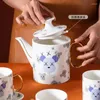 ティーウェアセットノルディックセラミックウォーターセット韓国漫画ベアコーヒーティー1teapot6cup 1trayホームリビングルームバー装飾ドリンクウェア