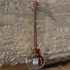 Guitare basse électrique à 4 cordes, corps en acrylique transparent, médiator en bois, touche en érable, livraison gratuite