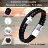 Chaîne Vnox Cross Bracelets pour hommes garçons naturel noir pierre perlée bracelet tressé PU cuir bracelet religieux Christ bijoux Q240401