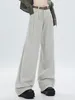 Jeans pour femmes Aoaiiys Beige Femmes Taille Haute Designer Y2K Confortable Pantalon à jambes larges Denim Bouton Casual Streetwear
